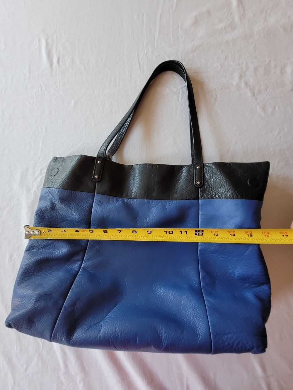 Brighton Black & Blue Leather Shoulder Bag with Tassel - Picture 9 of 13